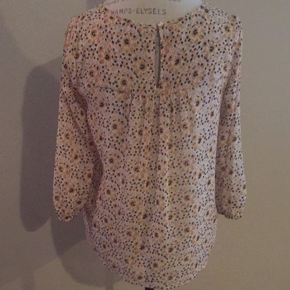 Lucky Brand Yellow Printed Peasant Blouse sz S - Picture 2 of 3